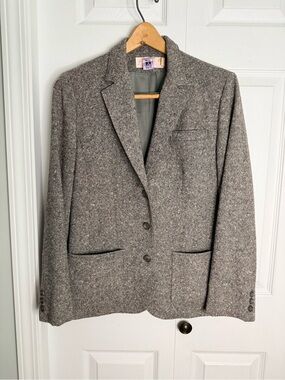 Vintage Pendleton Pure Virgin Wool Tweed Blazer Jacket Gray Size M/L USA Made